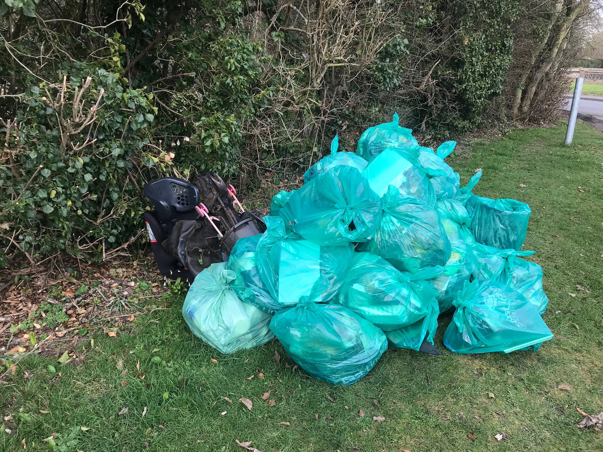 Rubbish collected at the village litter pick